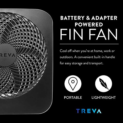 Treva 10-Inch Portable Desktop Battery Fan, Powered by Battery and/or AC Adapter - Air Circulating with 2 Cooling Speeds - 2 Pack