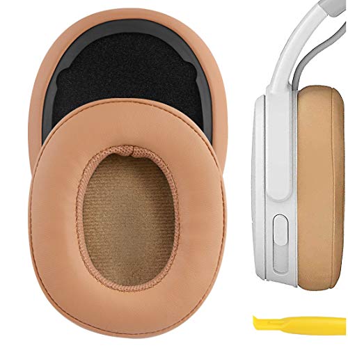 Geekria QuickFit Replacement Ear Pads for Skullcandy Crusher Wireless Crusher Evo Crusher ANC Hesh 3 Headphones Ear Cushions, Headset Earpads, Ear Cups Repair Parts (Brown)