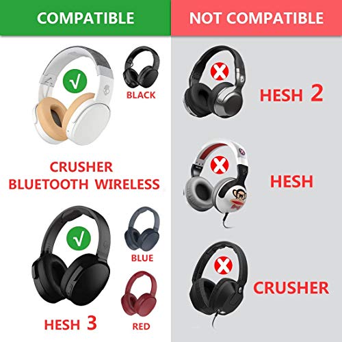 Geekria QuickFit Replacement Ear Pads for Skullcandy Crusher Wireless Crusher Evo Crusher ANC Hesh 3 Headphones Ear Cushions, Headset Earpads, Ear Cups Repair Parts (Brown)