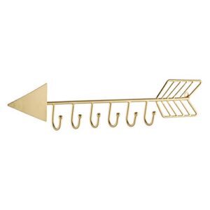 Retrome Decorative Gold Arrow Coat Hooks Wall Mounted - 23.6" Metal Coat Hanger Rack with 6 Hooks - Heavy Duty Key Hat Holder for Entryway