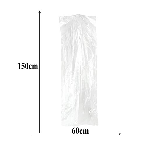 Pack of 50 Garment Bag,Transparent Suit Bag,Clothing Cover,Gown and Dress Storage Bag 60 x 150 cm