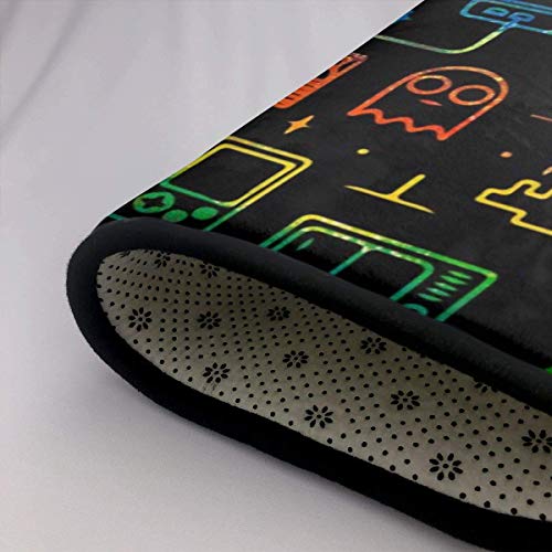 NiYoung Game Video Gaming Pattern Black Kitchen Rugs, Bedroom Livingroom Sitting-Room Mat, Floor Pad Rugs Standing Mat, Kids Children Play Mat Bath Mat, Throw Rugs Runner Exercise Mat