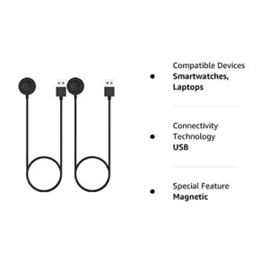 RuenTech Charger Compatible with Fossil Gen 6 / Gen 5 / Gen 4 / Sport Smartwatch Rapid Charger Magnetic (Black&Black)