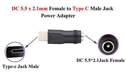 AAOTOKK Type C Power Adapter Type C USB Male to DC 5.5x2.1mm Female Connector Charge Barrel Jack Power Adapter Type C USB 5V Connector for Type C USB Charging Device (2Pack-Type c)