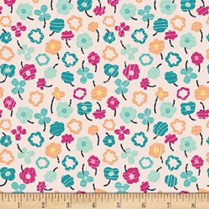 art gallery fabrics art gallery playing pop waving buds candied fabric, teal