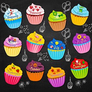 birthday cupcakes cutouts classroom bulletin board cutouts chart decorations with glue point dots for classroom bulletin board school birthday party accent calendars, 9.6 x 11.6 inch