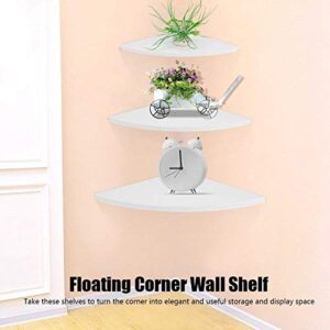 AYNEFY White Corner Wall Shelves,3 Piece Wall Mounted Floating Corner Shelf,Scalloped Floating Bookcase, Wall Display Rack Holder for Bathroom Bedroom Livingroom Kitchen Office (3pcs White)