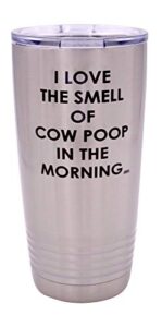rogue river tactical funny farmer i love the smell of cow poop in the morning large 20 ounce travel tumbler mug cup w/lid sarcastic country farming gift