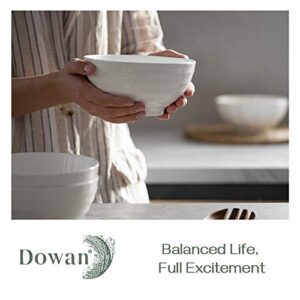 DOWAN Porcelain Soup Bowls, 26 Ounces Cereal Bowl with Non Slip Ripples, Ceramic White Bowls for Oatmeal, Bowls Set 4 for Kitchen, Dishwasher & Microwave Safe