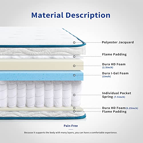 Olee Sleep 10 Inch Skyline Gel Infused Memory Foam InnerSpring Mattress, Mattress In a Box, CertiPUR-US Certified, Twin, White,dark Green