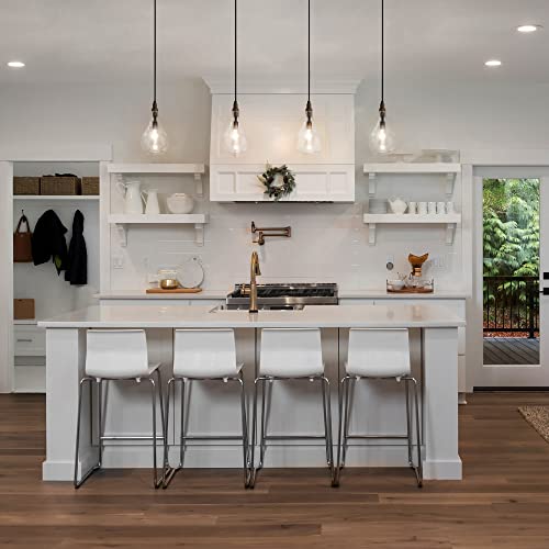 KSANA Farmhouse Wood and Glass Pendant Lighting for Kitchen Island Bedroom, Dining Room, Entryway, Sink, Breakfast Nook