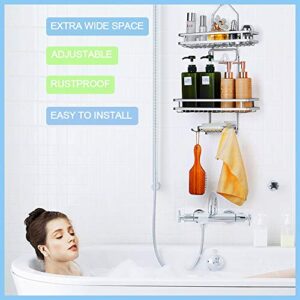 Auledio 3-Tier Shower Caddy, Adjustable Bathroom Hanging Shower Organizer Storage with Sorters Basket and Hooks , Fits Shampoo, Conditioner, Towels , Soap and More