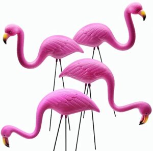 giftexpress set of 4, small pink flamingo yard ornament/mini lawn flamingo ornaments/pink flamingo garden yard decor (4)