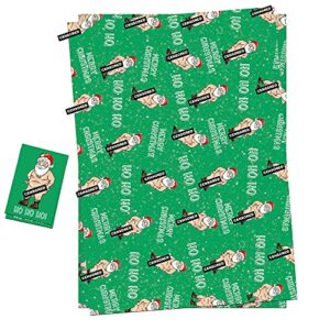 LimaLima Christmas Wrapping Paper Sheets + Gift Tags (Pack 2) Funny Rude Novelty Naked Santa Design For Men & Women