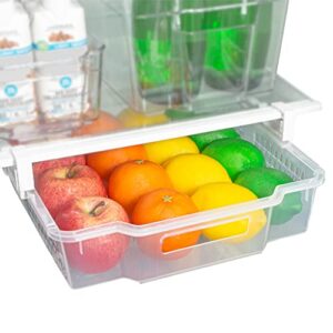 Smart Design Adjustable Pull Out Refrigerator Drawer - Extra Large, Set of 2 - BPA Free - Holds 20 lbs - Extendable Sliding Fridge Bin, Freezer, Pantry Food Holder Storage Organizer - Kitchen - Clear