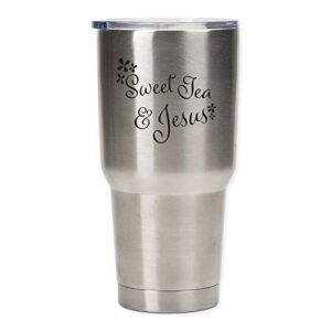 southern sweet tea & jesus stainless steel 30 oz travel mug with lid