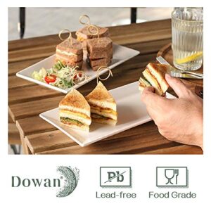 DOWAN 12" Rectangle Plates Set of 4 - White Serving Platters for Party, Wedding, and Entertaining - Rectangular Serving Trays Dishes for Steak, Taco, Sushi, Appetizer, Cake - Dishwasher & Oven Safe
