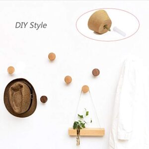 Wooden Coat Hook Dot Round Hangers, 5 Pack Natural Wall Mounted Clothes Scarf Hat and Bag Storage Hangers Towel Rack Bedroom Decoration, (2 Pack Large Size,3 Pack Small Size)