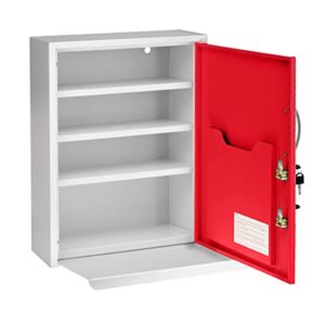 AdirMed Medicine Cabinet with Pull-Out Shelf & Document Pocket - Large Dual Lock Wall Mounted Steel Medical Organizer - Secure Storage for Medicine First Aid and Emergency Kit (Red)