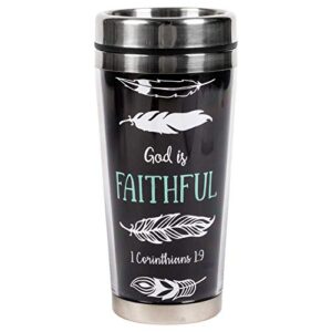 god is faithful stainless steel 16 oz travel mug with lid