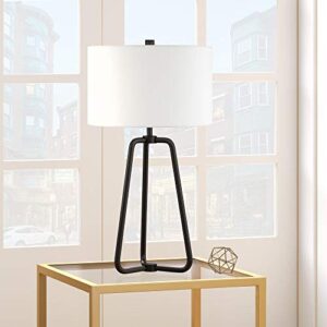 marduk 25.5" tall table lamp with fabric shade in blackened bronze/white