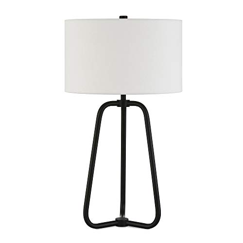 Marduk 25.5" Tall Table Lamp with Fabric Shade in Blackened Bronze/White