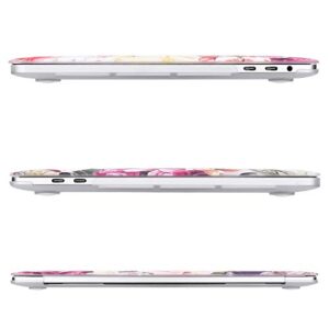 MOSISO Compatible with MacBook Pro 13 inch Case M2 2023, 2022, 2021-2016 A2338 M1 A2251 A2289 A2159 A1989 A1708 A1706, Plastic Rose Leaves Hard Shell Case&Keyboard Cover&Screen Protector, Transparent