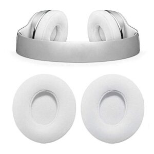 Replacement Memory Foam Ear Pads for Beats Headphones, Leather-Covered Ear Cushions Compatible for Solo 2 & 3 Wireless On-Ear Headphones (White)