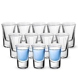 ruckae 12 pack shot glasses, 1 oz shot glasses set with heavy base, clear shot glasses set of 12(cone shaped)