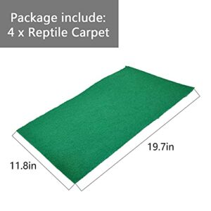 Reptile Carpet 4pcs Terrarium Substrate Liner Pet Habitat Bedding Soft Green Mat for Bearded Dragon Lizards Gecko Chamelon Iguana Turtles Snakes (19.7" x 11.8")