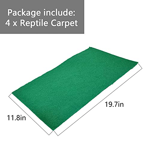 Reptile Carpet 4pcs Terrarium Substrate Liner Pet Habitat Bedding Soft Green Mat for Bearded Dragon Lizards Gecko Chamelon Iguana Turtles Snakes (19.7" x 11.8")