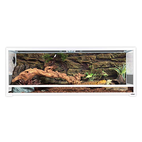 OIIBO White 67 Gallon Reptile Terrarium, 48" x 18" x 18" Knock Down Tempered Glass Reptile Tank, Sliding Door Reptile Tank for Ball Python Snake Bearded Dragon Tortoise Habitat