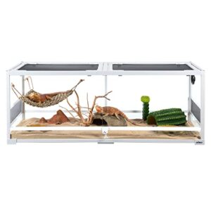 OIIBO White 67 Gallon Reptile Terrarium, 48" x 18" x 18" Knock Down Tempered Glass Reptile Tank, Sliding Door Reptile Tank for Ball Python Snake Bearded Dragon Tortoise Habitat