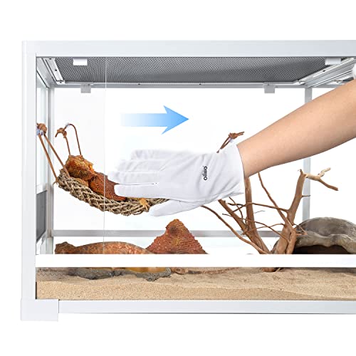 OIIBO White 67 Gallon Reptile Terrarium, 48" x 18" x 18" Knock Down Tempered Glass Reptile Tank, Sliding Door Reptile Tank for Ball Python Snake Bearded Dragon Tortoise Habitat