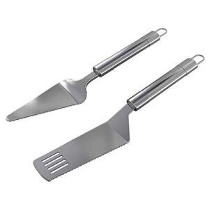 pie server spatula and cake cutter slicer, stainless steel set - kitchen essentials for cutting & serving desserts, brownies, lasagna
