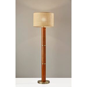 Adesso 3329-15 Napa Floor Lamp, 62.25 in, 150W, Walnut Rubber Wood w/Antique Brass Accents, 1 Floor Lamp