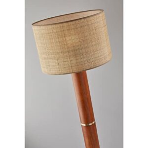 Adesso 3329-15 Napa Floor Lamp, 62.25 in, 150W, Walnut Rubber Wood w/Antique Brass Accents, 1 Floor Lamp