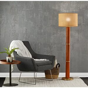 Adesso 3329-15 Napa Floor Lamp, 62.25 in, 150W, Walnut Rubber Wood w/Antique Brass Accents, 1 Floor Lamp