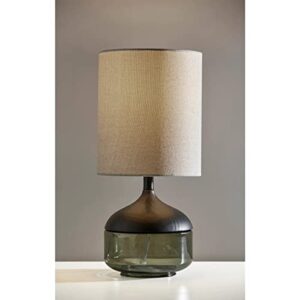 Adesso 3526-01 Marina Table Lamp, 16.25 in, 40W, Black Rubber Wood w/Smoked Glass, 1 Table Lighting