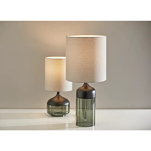 Adesso 3526-01 Marina Table Lamp, 16.25 in, 40W, Black Rubber Wood w/Smoked Glass, 1 Table Lighting