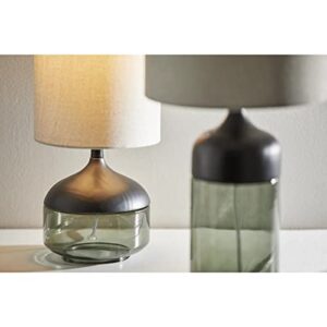 Adesso 3526-01 Marina Table Lamp, 16.25 in, 40W, Black Rubber Wood w/Smoked Glass, 1 Table Lighting