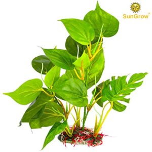 SunGrow Reptile Decor, Artificial Plants, and Climbing Decor for Terrariums - Lifelike Reptile Plant with Resin Base, Perfect Fake Plants for Reptiles, Enhance Your Reptile's Habitat, 1Pc