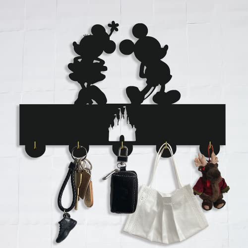 YSDESIGN Mickey Door Hooks,Disney Mickey Mouse Cartoon Animation Coat Hooks,Key Holder,Key Hanger for Wall、Entryway and Living Room -Unigue Gift-5 Hooks-20LB(Max)