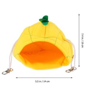 POPETPOP Small Animal Hammock Medium-Hamster Hide House Hanging Pet Bed Pineapple Animal Hideaway for Rat,Chinchilla,Sugar Glider,Syrian Hamster,Gerbil-Yellow