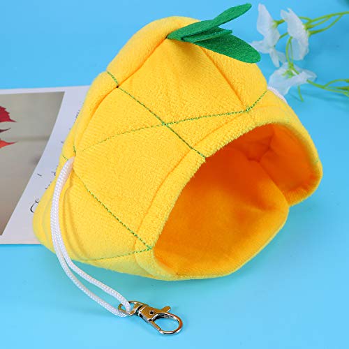 POPETPOP Small Animal Hammock Medium-Hamster Hide House Hanging Pet Bed Pineapple Animal Hideaway for Rat,Chinchilla,Sugar Glider,Syrian Hamster,Gerbil-Yellow