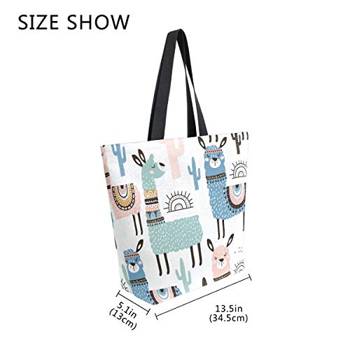 SUABO Llama Canvas Tote Bag Large Women Reusable Shopping Grocery Bag, Casual Shoulder Bag Handbag for Mom's Gift Outdoors