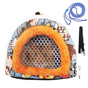 portable guinea pig carrier hamster harness and leash for small animal carrier bag guinea pig hedgehogs squirrels travel carrier with detachable strap