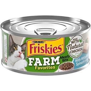 friskies pack of 12 cans farm favorites meaty bits chicken and whitefish & spinach in gravy (12-5.5 oz) cans