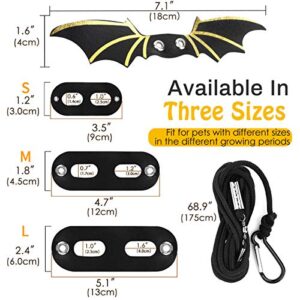 Pawaboo Adjustable Bearded Dragon Harness and Leash, 3 Size Leather Reptile Leash Outdoor Harness Leash with Bat Wings for Lizard Reptiles Amphibians Small Pet, Small/Medium/Large, Black+Gold