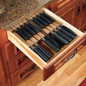 bamboo in-drawer knife block for 16 knives and 1 sharpening steel(no knife included), large detachable washable kitchen knife set, drawer knife set storage, knife organizer and holder